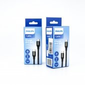 Philips 1Metre 6A 120W Type-C to Type-C Örgülü Hızlı Data ve Şarj Kablosu Siyah - 6