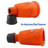 Sağlam Monofaze Kauçuklu Kablo Bahçe Dış Mekan Korunaklı IP54 Su Geçirmez Turuncu Dişi Fiş Tek 16A - 2