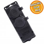 Sağlam Monofaze Kauçuklu Kablo Bahçe Çoğaltıcı Dış Mekan Korunaklı Priz Kapaklı Siyah Grup 2li - 1