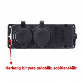 Sağlam Monofaze Kauçuklu Kablo Bahçe Çoğaltıcı Dış Mekan Korunaklı Priz Kapaklı Siyah Grup 2li - 3