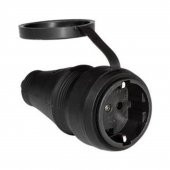 Monofaze Kauçuklu Kablo Bahçe İç Dış Mekan Korunaklı Su Geçirmez Siyah Kapaklı Dişi Fiş Tek 16A - 1