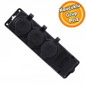 Sağlam Uzatma Monofaze Kauçuklu Bahçe Çoğaltıcı Dış Mekan Korunaklı Priz Kapaklı Siyah Grup 3lü - 1