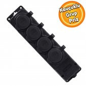 Sağlam Uzatma Monofaze Kauçuklu Bahçe Çoğaltıcı Dış Mekan Korunaklı Priz Kapaklı Siyah Grup 4lü - 1