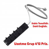 Sağlam Uzatma Monofaze Kauçuklu Bahçe Çoğaltıcı Dış Mekan Korunaklı Priz Kapaklı Siyah Grup 4lü - 3