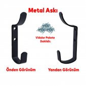 Metal Portmanto Vestiyer Duvar Dolap Elbise Askısı Siyah Mobilya Kapı Askılığı Aparatı - 4