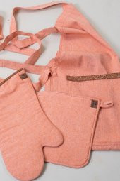 Vivamaison Pamuk Turuncu Aşçı, Garson, Mutfak Önlüğü, Isıya Dayanıklı Fırın Eldiveni ve Tutacak Seti - 5