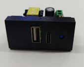 22.5x45 5 Volt 2 Amper USB+Type-C İkili Şarj Modülü - Siyah - 1