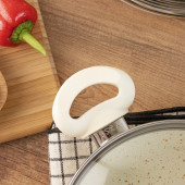 Esra 3 lü Granit Sahan Seti - 6 Parça Cam Kapaklı Çift Kulplu Omlet Sahan Takımı - Krem - 2