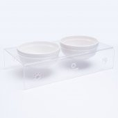 Akrilik, Pleksi Seramik Kase İkili Kedi Ve Mini Irk Köpek-Evcil Hayvan Mama Ve Su Kabı- Şeffaf - 4