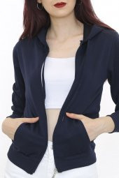 Kapşonlu Fermuarlı Sweat Lacivert - 3001.275. - 1