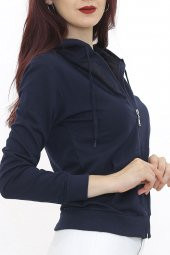 Kapşonlu Fermuarlı Sweat Lacivert - 3001.275. - 6