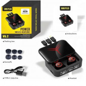 M88 Plus Şarj Göstergeli Powerbank Özellikli Bluetooth Kablosuz Kulakiçi Kulaklık Siyah - 3
