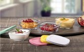 Paşabahçe kapaklı cam saklama kabı 4 lü kahvaltılık 11cm.96840 - 1