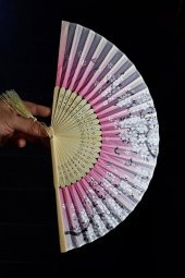 Japon Bambu Kumaş Yelpaze Çanta Boy Stant Hediyeli No.15 - 8