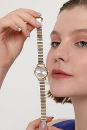 Demeter Gümüş Kadran Gold-Gümüş Kordon Kadın Kol Saati thumbnail 1