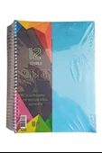 8+4 Ayraçlı Defter 12 Konulu 300 Yaprak 1 Adet 8 Kareli 4 Çizgili Spralli Plastik Kapak Seperatörlü - 4