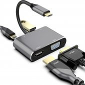 Technow CF02 Macbook Uyumlu Type-C™ To 4K Ultra Hd 1080p Hdmı/ Vga/ Pd Şarj/ USB 3.0 4IN1 Çevirici - 3