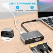 Technow CF02 Macbook Uyumlu Type-C™ To 4K Ultra Hd 1080p Hdmı/ Vga/ Pd Şarj/ USB 3.0 4IN1 Çevirici - 5