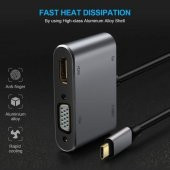 Technow CF02 Macbook Uyumlu Type-C™ To 4K Ultra Hd 1080p Hdmı/ Vga/ Pd Şarj/ USB 3.0 4IN1 Çevirici - 6