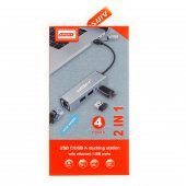 Technow Airsky Type C-USB 3.0 3X Usb 3.0 1x Ethernet Port Çoklayıcı Çevirici thumbnail 2