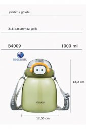 Çocuk Boyun Askılı 1000 Ml Pipetli Paslanmaz Çelik Termos - 4