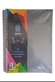 6+2 Ayraçlı Defter 8 Konulu 200 Yaprak 1 Adet 6 Kareli 2 Çizgili Spralli Plastik Kapak Seperatörlü - 1