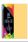 6+2 Ayraçlı Defter 8 Konulu 200 Yaprak 1 Adet 6 Kareli 2 Çizgili Spralli Plastik Kapak Seperatörlü - 9