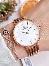 RVL-1851-F Revello Elite Model Bronz/Rose Özel Renk 30 Mt Su Geçirmez+Bileklik Lady Wristwatch thumbnail 2