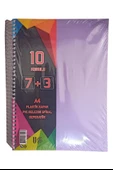 7+3 Ayraçlı Defter 10 Konulu 300 Yaprak 1 Adet 7 Kareli 3 Çizgili Spralli Plastik Kapak Seperatörlü - 3