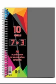 7+3 Ayraçlı Defter 10 Konulu 300 Yaprak 1 Adet 7 Kareli 3 Çizgili Spralli Plastik Kapak Seperatörlü - 8