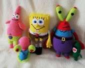 Sünger Bob Karakterler Takımı Amigurumi Organik Oyuncak - 1