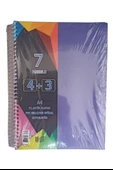4+3 Ayraçlı Defter 7 Konulu 175 Yaprak 1 Adet 4 Kareli 3 Çizgili Spralli Plastik Kapak Seperatörlü - 4