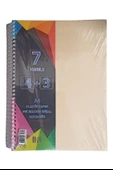4+3 Ayraçlı Defter 7 Konulu 175 Yaprak 1 Adet 4 Kareli 3 Çizgili Spralli Plastik Kapak Seperatörlü - 2