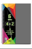4+2 Ayraçlı Defter 6 Konulu 150 Yaprak 1 Adet 4 Kareli 2 Çizgili Spralli Plastik Kapak Seperatörlü - 6