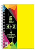 4+2 Ayraçlı Defter 6 Konulu 150 Yaprak 1 Adet 4 Kareli 2 Çizgili Spralli Plastik Kapak Seperatörlü - 9