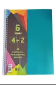 4+2 Ayraçlı Defter 6 Konulu 150 Yaprak 1 Adet 4 Kareli 2 Çizgili Spralli Plastik Kapak Seperatörlü - 5