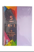 4+1 Ayraçlı Defter 5 Konulu 125 Yaprak 1 Adet 4 Kareli 1 Çizgili Spralli Plastik Kapak Seperatörlü - 3