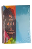 4+1 Ayraçlı Defter 5 Konulu 125 Yaprak 1 Adet 4 Kareli 1 Çizgili Spralli Plastik Kapak Seperatörlü - 4