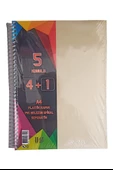 4+1 Ayraçlı Defter 5 Konulu 125 Yaprak 1 Adet 4 Kareli 1 Çizgili Spralli Plastik Kapak Seperatörlü - 2