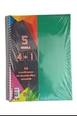 4+1 Ayraçlı Defter 5 Konulu 125 Yaprak 1 Adet 4 Kareli 1 Çizgili Spralli Plastik Kapak Seperatörlü - 8