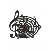 Ahşap Müzik Sol Anahtarı Nota Duvar Saati - 1