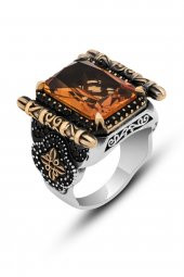 Kare Zultanit Taşlı 925 Gümüş Erkek Yüzük - 2