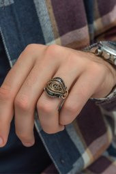 Ayyıldız Kırmızı Taşlı 925 Gümüş Erkek Yüzük thumbnail 3