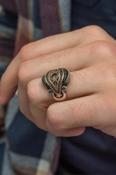 Ayyıldız Kırmızı Taşlı 925 Gümüş Erkek Yüzük thumbnail 5