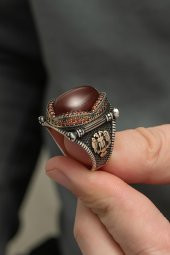 Mavi Kaplan Gözü Taşlı 925 Gümüş Erkek Yüzük thumbnail 12