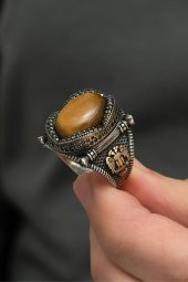 Ayyıldız Kırmızı Taşlı 925 Gümüş Erkek Yüzük thumbnail 12