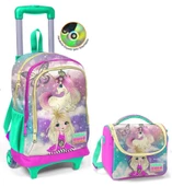 Coral High Su Yeşili Unicorn Çekçek Okul Çantası ve Beslenme Seti - Işıklı Tekerlekler - Kız Çocuk thumbnail 1