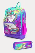 Coral High Lavanta Su Yeşili Unicorn Desenli 2'li Okul Çanta Seti - Kız Çocuk thumbnail 1