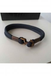 Unisex Lacivert Keten Deri Bileklik - 1