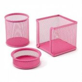 MAS 505 ÜÇLÜ KALEMLİK SETİ PEMBE METAL PERFORE - 1